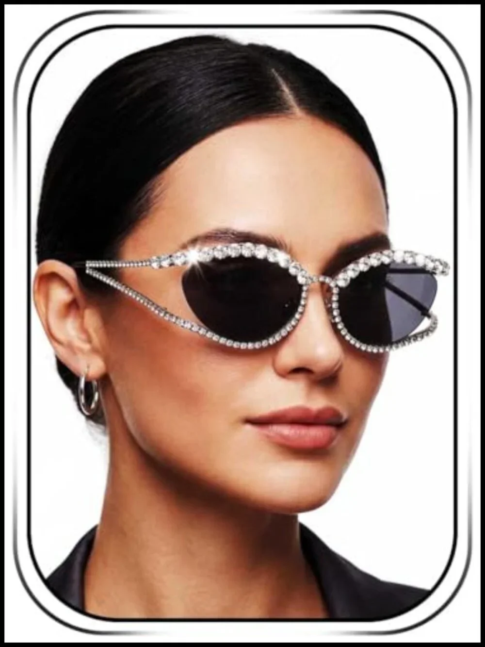 Rhinestone Cateye Sunglasses for Women Bling Crystal Cat Eye Shades